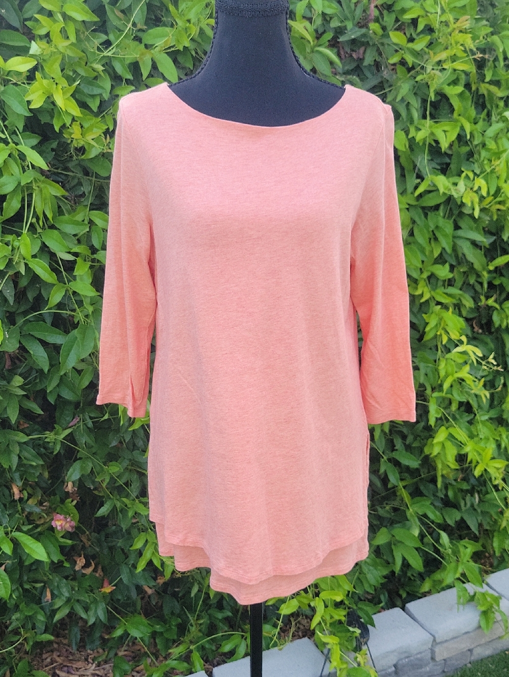 Pure Jill Coral Long Sleeve Boat Neck Tunic S